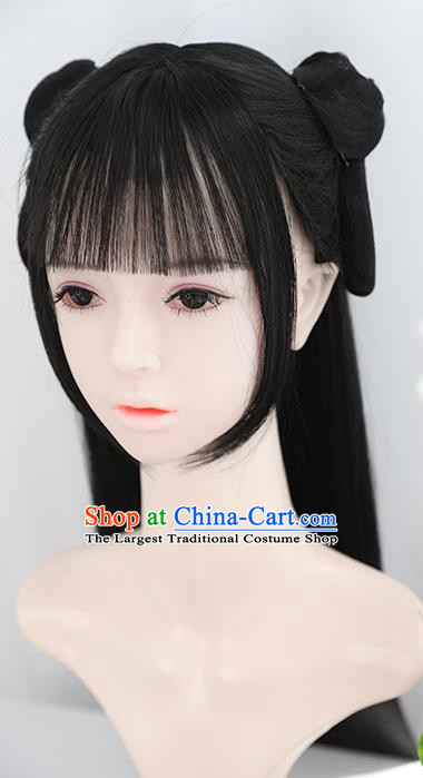 Chinese Song Dynasty Noble Lady Bangs Wigs Best Quality Wigs China Cosplay Wig Chignon Ancient Young Girl Wig Sheath