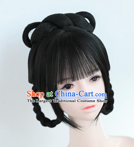Chinese Song Dynasty Princess Bangs Wigs Best Quality Wigs China Cosplay Wig Chignon Ancient Young Female Wig Sheath