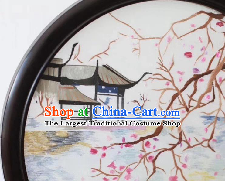 China Handmade Screen Byobu Traditional Embroidery Ornaments Craft Suzhou Embroidered Painting Desk Screen