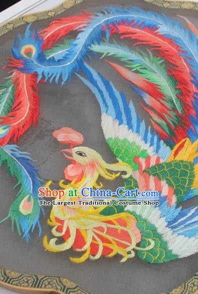 China Embroidery Phoenix Palace Fan Traditional Court Silk Fans Handmade Double Side Embroidered Fan Classical Dance Fan
