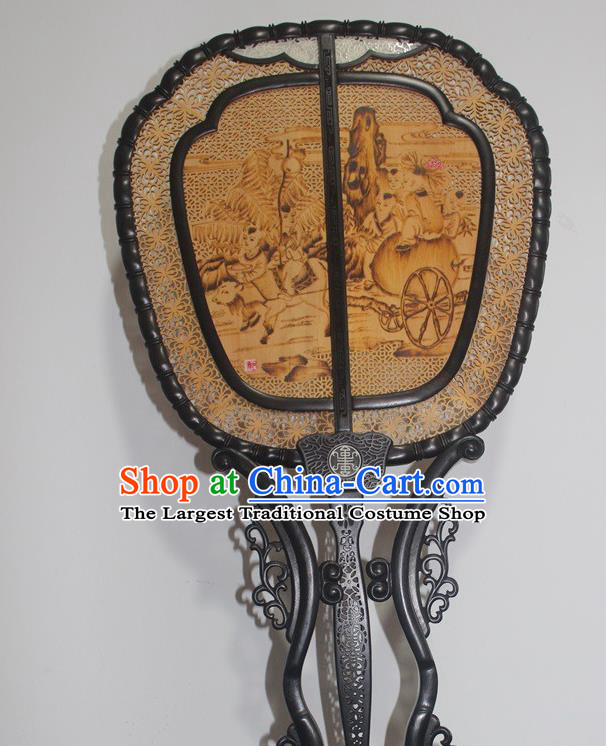 China Handmade Rosewood Carving Fan Traditional Palace Fan Craft