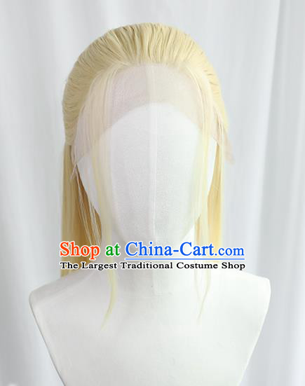 Best Chinese Drama Cosplay Swordsman Golden Wig Sheath China Quality Front Lace Wigs Ancient Noble Prince Wig