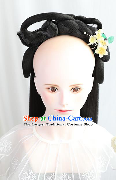 Chinese Song Dynasty Young Lady Wigs Best Quality Wigs China Cosplay Wig Chignon Ancient Noble Girl Wig Sheath