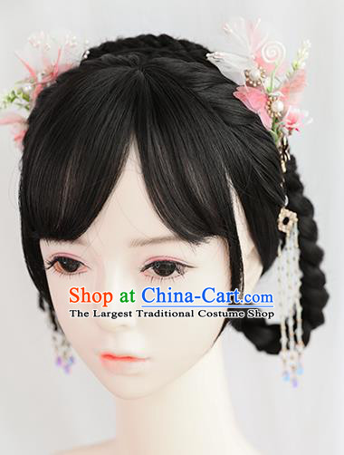 Chinese Song Dynasty Young Lady Bangs Wigs Best Quality Wigs China Cosplay Wig Chignon Ancient Female Wig Sheath