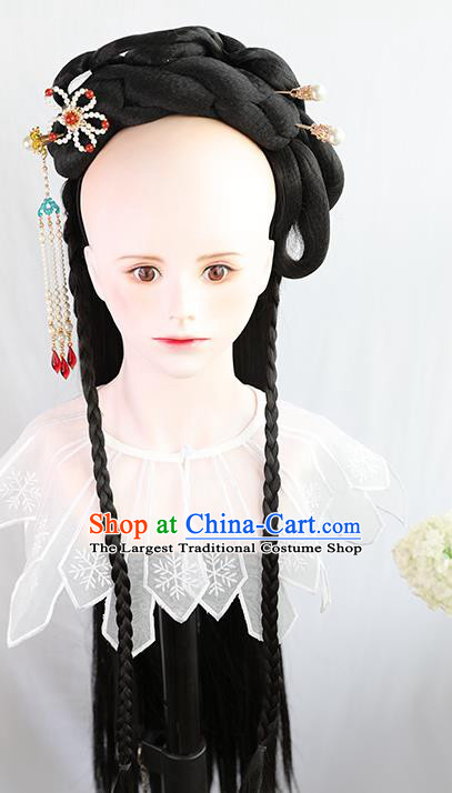 Chinese Ming Dynasty Young Lady Wigs Best Quality Wigs China Cosplay Wig Chignon Ancient Noble Female Wig Sheath