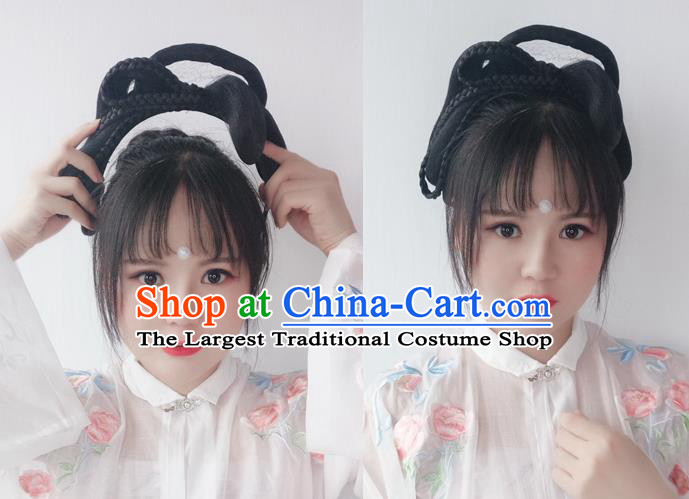 Chinese Ming Dynasty Princess Wig Hairpiece Quality Wig Sheath China Ancient Cosplay Court Lady Wigs Chignon Hair Clasp