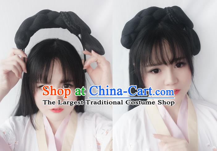 Chinese Ming Dynasty Noble Lady Wig Hairpiece Quality Wig Sheath China Ancient Cosplay Princess Wigs Chignon Hair Clasp