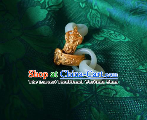 China Ancient Rich Mistress Earrings Handmade Traditional Qing Dynasty Women Jade Ear Accessories