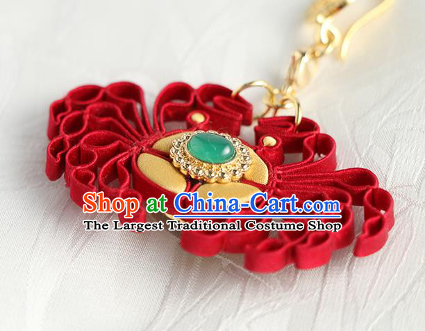 China Cheongsam Red Silk Brooch Handmade Traditional Accessories Crab Breastpin