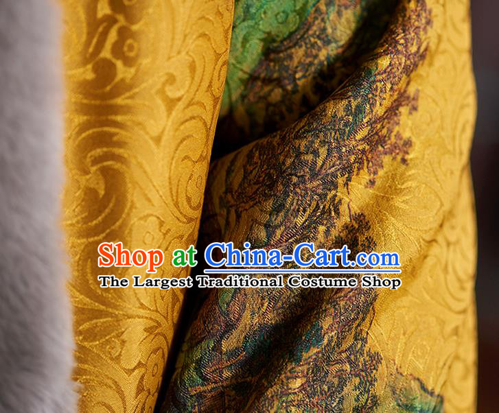 Chinese Women Winter Outer Garment Yellow Watered Gauze Coat Traditional National Clothing Jacket