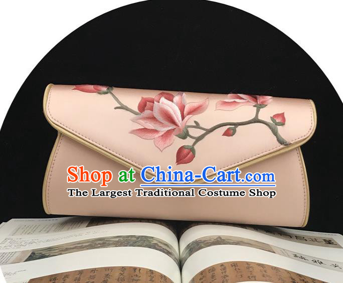 China National Cheongsam Chain Bag Traditional Suzhou Exquisite Embroidery Evening Bag Handmade Pink Silk Handbag