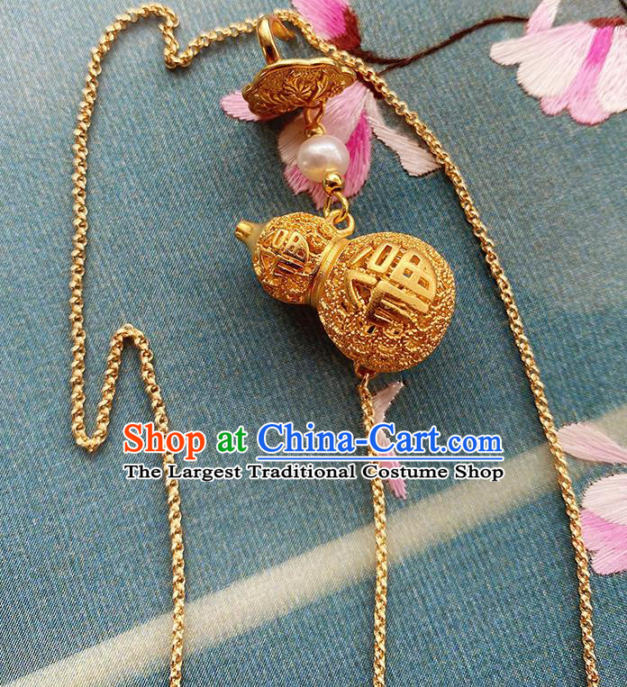 China Traditional Cheongsam Golden Gourd Brooch Classical Pendant Accessories
