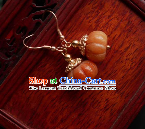 China Traditional Hanfu Topaz Earrings Brass Pumpkin Ear Accessories