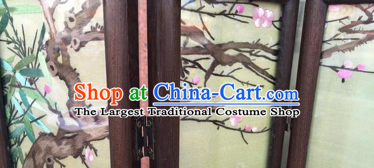 China Handmade Suzhou Embroidery Desk Screen Traditional Wenge Table Decoration Embroidered Craft