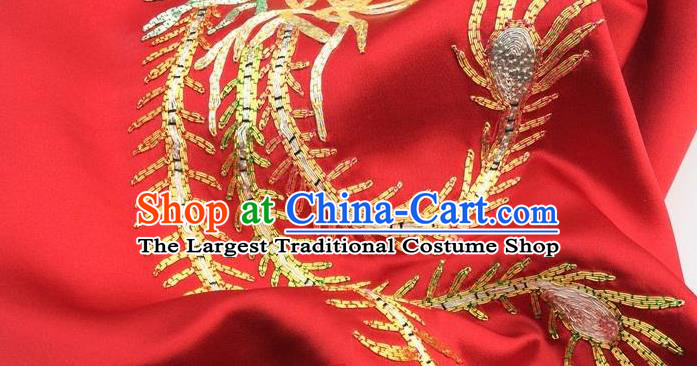 China Embroidery Phoenix Peony Red Silk Scarf Traditional Cheongsam Accessories Women Tippet