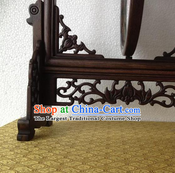 China Handmade Ornaments Embroidered Craft Rosewood Table Decoration Traditional Suzhou Embroidery Landscape Desk Screen