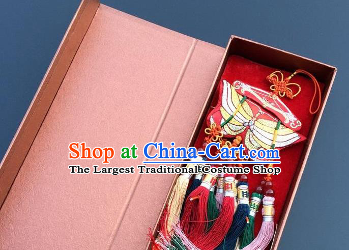 China Traditional Embroidered Car Accessories Embroidery Butterfly Tassel Pendant