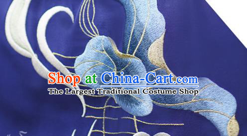 Chinese Ming Dynasty Scholar Historical Costumes Traditional Ancient Taoist Priest Hanfu Apparels Embroidered White Vest and Blue Robe