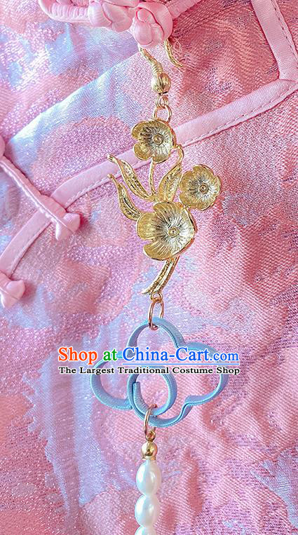 China Classical Cheongsam Pearls Tassel Pendant Traditional Brooch Accessories