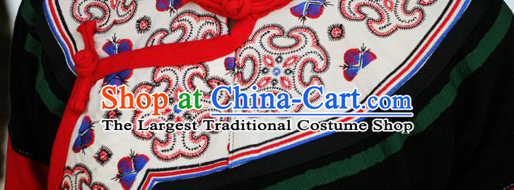 Chinese Embroidered Black Flax Jacket Tang Suit Outer Garment Yunnan National Costume