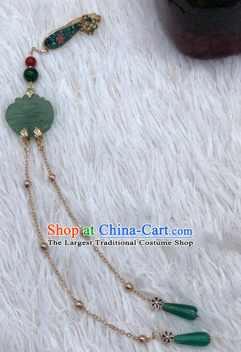 China Handmade Aventurine Brooch National Women Accessories Cheongsam Tassel Pendant