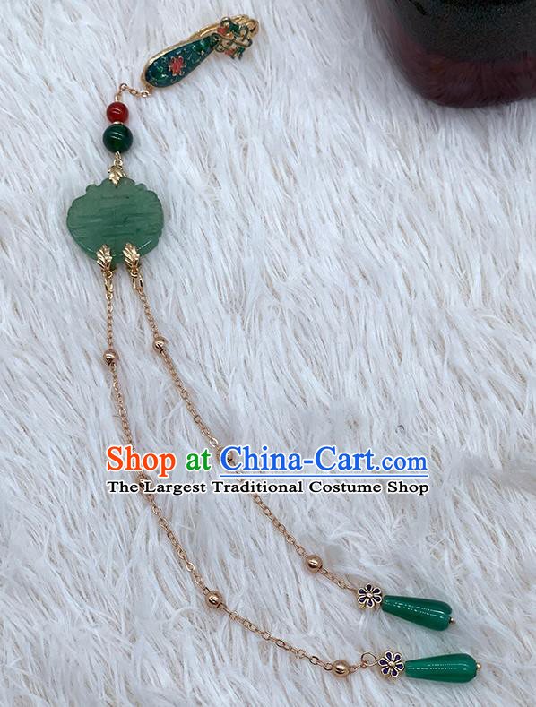 China Handmade Aventurine Brooch National Women Accessories Cheongsam Tassel Pendant
