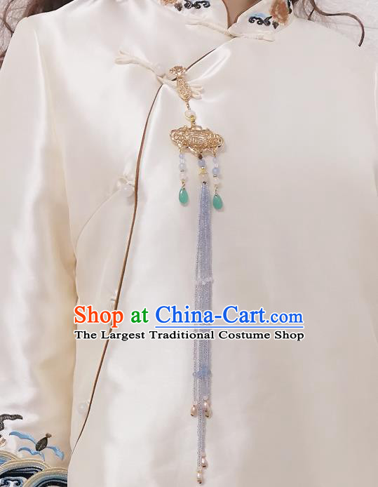 China Cheongsam Beads Tassel Pendant Handmade Brooch National Women Accessories