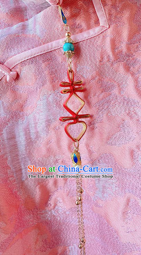 China Traditional Cheongsam Brooch Accessories Classical Golden Tassel Pendant