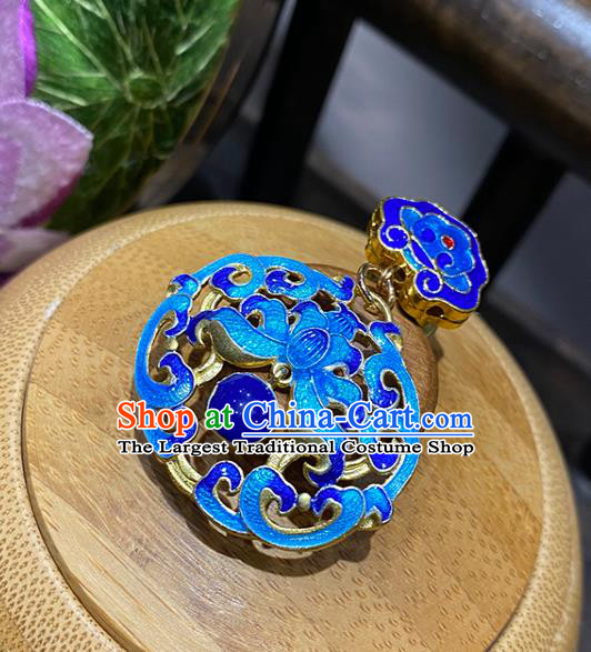 China Traditional Cheongsam Accessories Classical Brooch Blueing Lotus Collar Button