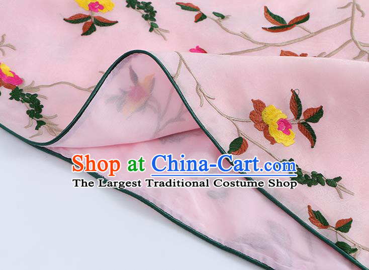 Traditional Chinese Tang Suit Upper Outer Garment Costume Classical Blouse Embroidered Pink Shirt
