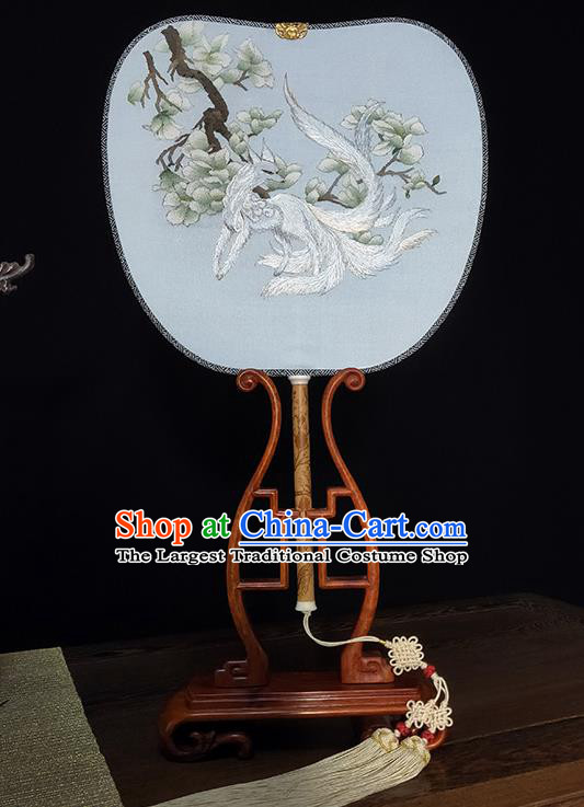 China Handmade Silk Fan Traditional Cheongsam Bamboo Palace Fan Printing Gumiho Fans