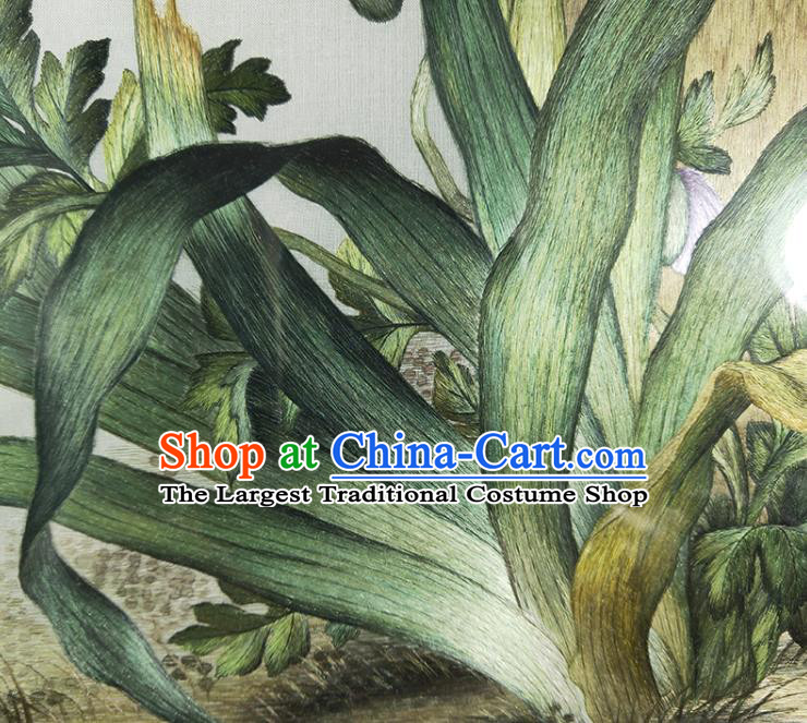 Chinese Traditional Birds and Flowers Painting Screen Handmade Embroidered Craft Suzhou Embroidery Decoration