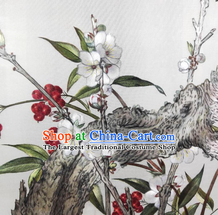 Chinese Suzhou Embroidery Decoration Traditional Plum Blossom Painting Screen Handmade Embroidered Craft