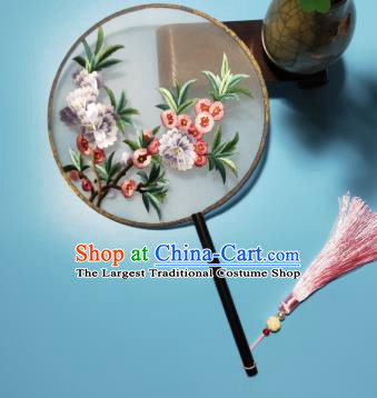Traditional Hanfu Show Palace Fan China Embroidered Silk Fan Handmade Suzhou Embroidery Begonia Round Fan