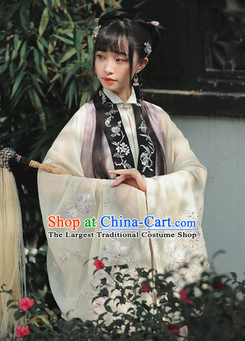 China Ancient Taoist Nun Costumes Traditional Ming Dynasty Hanfu Clothing Long Vest Gown and Skirt Complete Set