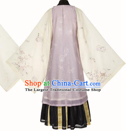 China Ancient Taoist Nun Costumes Traditional Ming Dynasty Hanfu Clothing Long Vest Gown and Skirt Complete Set