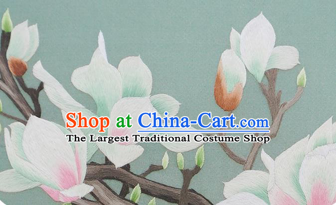 China Handmade Wood Carving Double Side Table Screen Traditional Home Furnishings Embroidered Mangnolia Screen