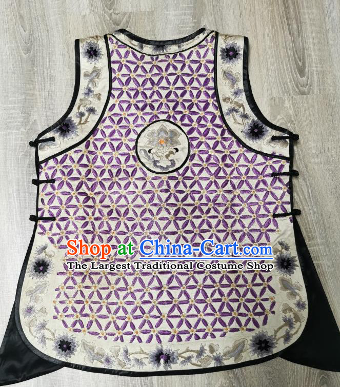 Top Grade Embroidered Waistcoat China Traditional Upper Outer Garment Tang Suit Purple Vest