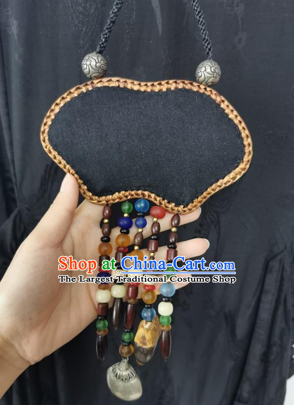 Traditional China Handmade Rattan Jewelry Ethnic Embroidered Necklet Accessories Beads Tassel Necklace for Women