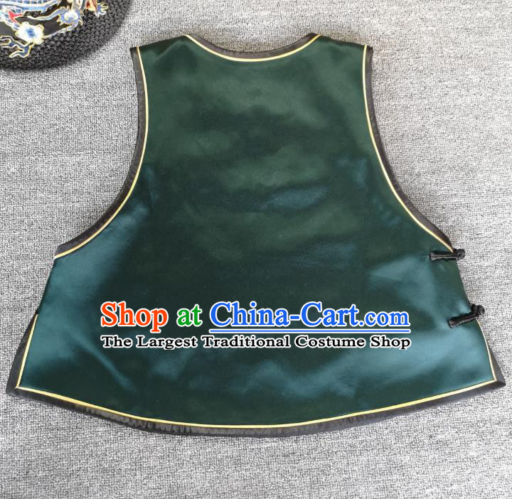 China Tang Suit Embroidered Phoenix Dark Green Silk Vest Traditional Women Waistcoat Upper Outer Garment