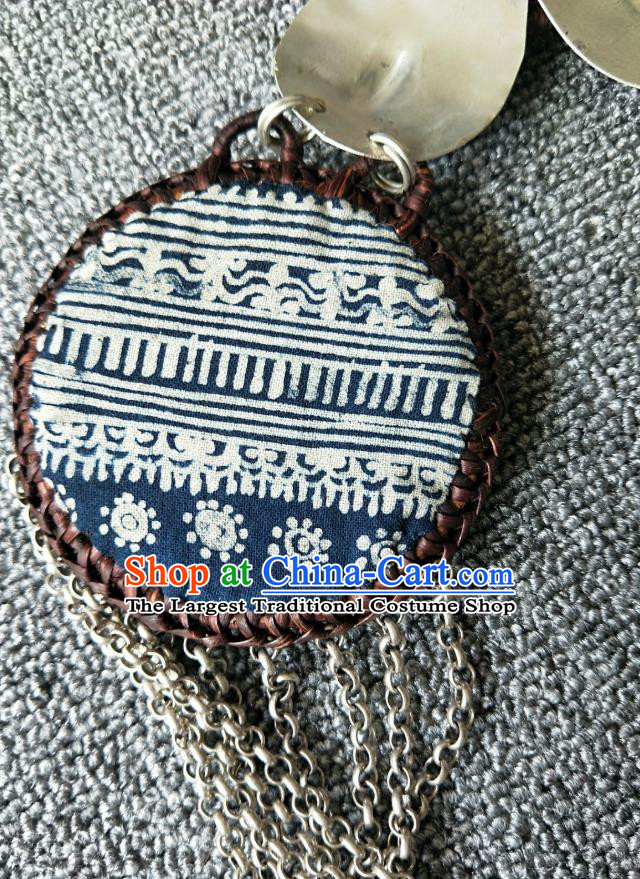 China Traditional Ethnic Bells Tassel Necklace Accessories Handmade Women Jewelry National Embroidered Silver Flower Necklet