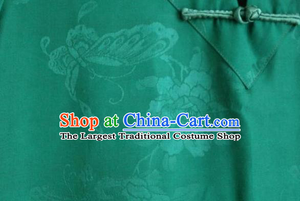 Chinese Green Satin Qipao Dress Traditional Women Robe Clothing National Cheongsam