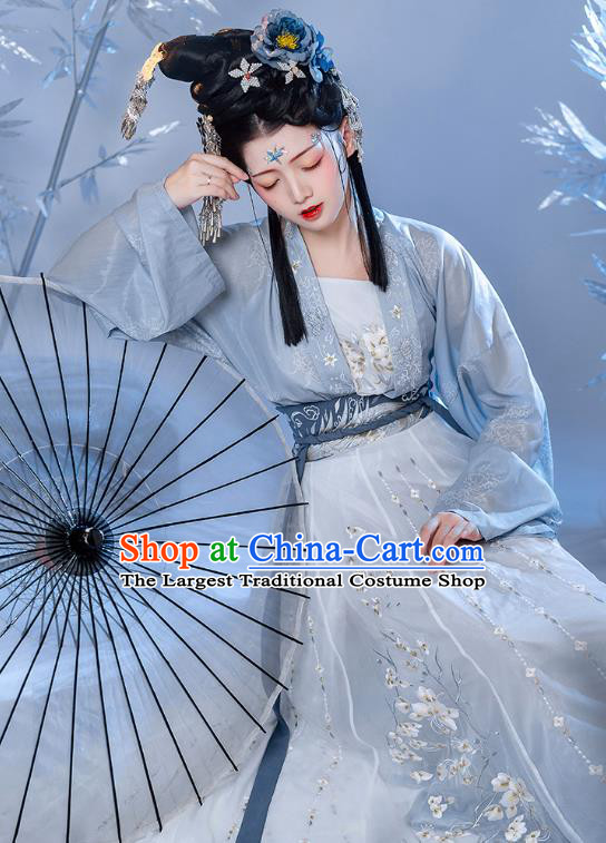 China Ancient Court Beauty Embroidered Costume Traditional Tang Dynasty Princess Hanfu Clothing for Women