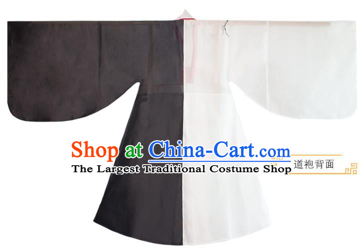 Chinese Ancient Childe Embroidered Black Robe Traditional Hanfu Apparel Ming Dynasty Swordsman Historical Costume for Men