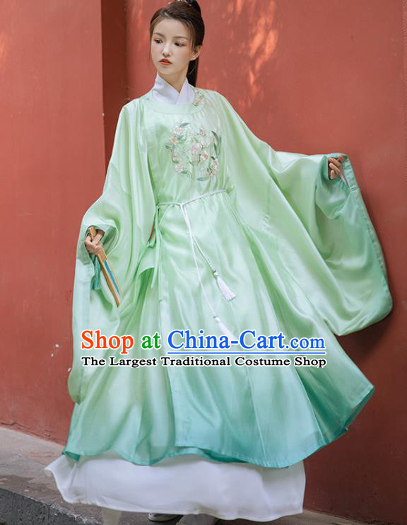Chinese Ancient Ming Dynasty Scholar Embroidered Robe Traditional Hanfu Apparels Historical Costumes for Men