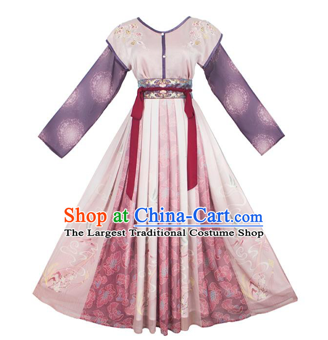Ancient Chinese Costumes Tang Dynasty Palace Lady Embroidered Top Blouse and Skirt Full Set