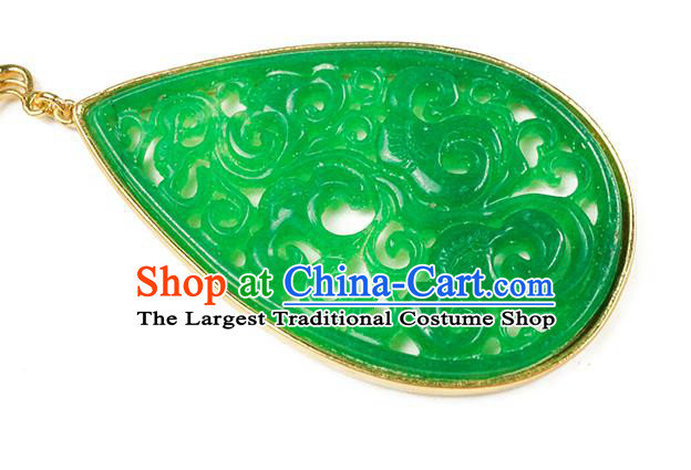 Top Grade Chinese Handmade Golden Palace Ear Jewelry Traditional Accessories Classical Cheongsam Jade Earrings
