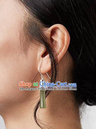 Top Grade Chinese Handmade Jade Bamboo Ear Jewelry Traditional Accessories Classical Cheongsam Earrings