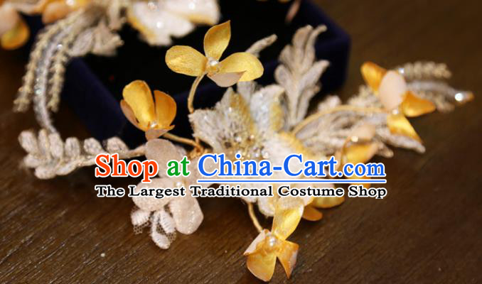 Chinese Classical Embroidered Flower Hair Sticks Hair Accessories Traditional Wedding Hairpins