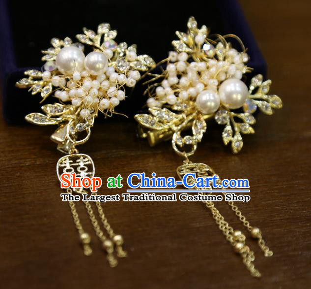 Chinese Wedding Golden Hair Sticks Classical Hair Accessories Traditional Xiuhe Suit Hairpins